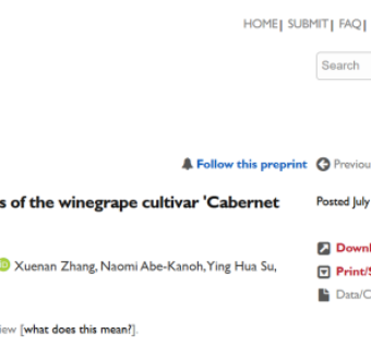 2025年7月28日，bioRxiv在线发表了实验室题为“Haplotype-resolved T2T gap-free genomes of the winegrape cultivar ‘Cabernet Sauvignon’”的研究性论文。该研究完成了全球种植范围最广的葡萄品种赤霞珠的首个单倍型端粒到端粒无缺口基因组，为该葡萄的基础研究、改良及利用提供了重要的基因组信息。